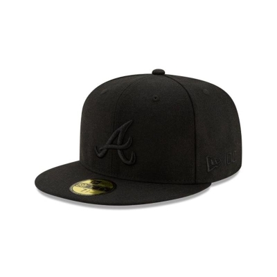 Black Atlanta Braves Hat - New Era MLB Wool 59FIFTY Fitted Caps USA1538279